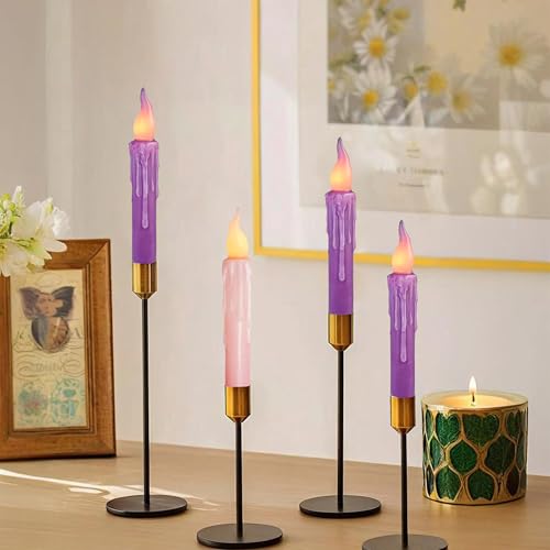 Image of LED Flameless Short Taper Candles with Remote, 6.7 Inch Advent Candlesticks Dripless Battery Operated Flame Christmas Candle for Fireplace Holiday Decor, Pack of 4