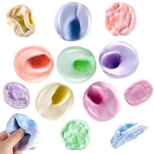6 PCS Crunchy Squishies Sand Balls Stress Relief Rainbow Glutinous Balls Shapeable Vacuum Stress Ball Sensory Squeeze Sand Stress Relief Novelty Toys for Adults Kids