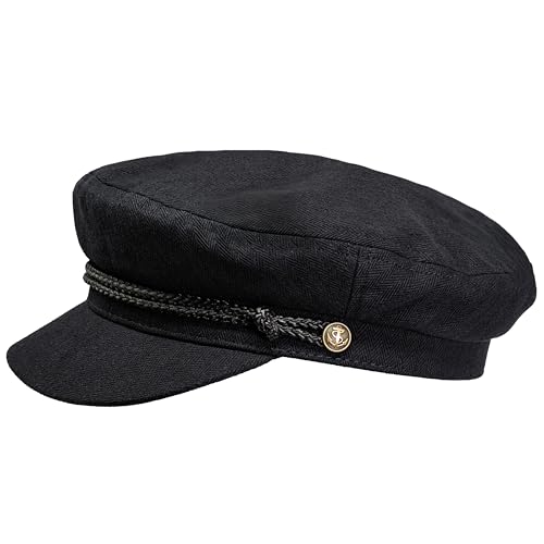 WEROR Elbsegler Herren Damen Schirmmütze Schildmütze Kappe Kapitänsmütze Segelmütze - Fisherman Mütze - WEROR-454.1 (54-55 Schwarz)