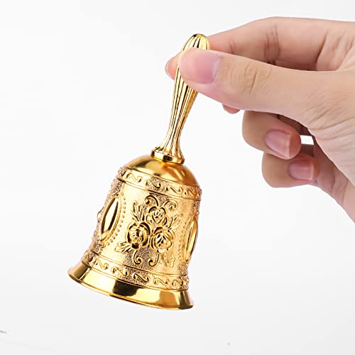 Toymis Decorative Hand Bell, Metal Elegant Carved Dinner Service Bell Christmas Bells For Wedding Ceremony Jingling Alarming Training (Gold) #TOP3