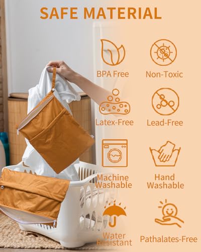 Image of Babygoal Wet Dry Bags for Baby Cloth Diapers, Washable Travel Bags, Beach, Pool, Gym Bag for Swimsuits & Wet Clothes with Two Zippered Pockets 3 Pack, 3LN20