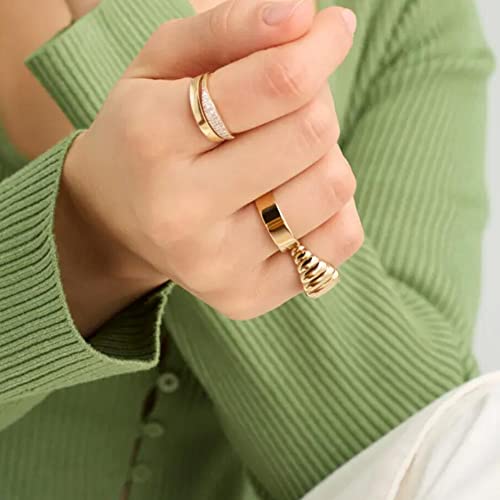 Nokmit 5Mm 14K Gold Filled Rings For Women Girls Wedding Band Dainty Thick Thumb Ring Couple Anniversary Engagement Gifts Non Tarnish Comfort Fit Size 4 To 11 thumb #7