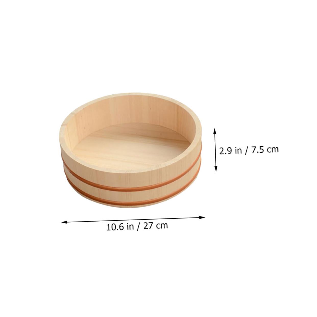Cabilock Japanese Sushi Bucket Capacity Rice Bowl for Simple Japanese Cuisine Pine Material Stable Design with Edges for Sushi and Korean Rice