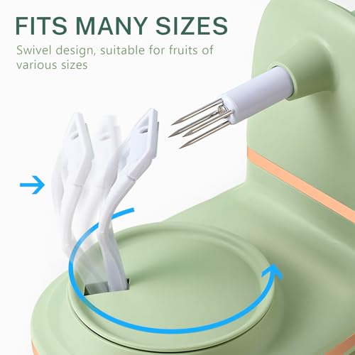 Manual Hand Crank Apple Peeler, Corer and Slicer – Suction Non Slip Counter Grips - Stainless Steel Blades – Peels, Cores and Cuts in Seconds for Home Kitchen Quick Applesauce Pie Making (Light green) - Thumbnail 3
