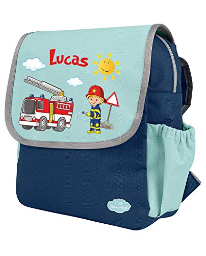 Mein Zwergenland Set van 4 kleuterschoolrugzak met lunchbox en gymtas Happy Knirps Next met naam blauw, Brandweer, SET 4… - Afbeelding 5