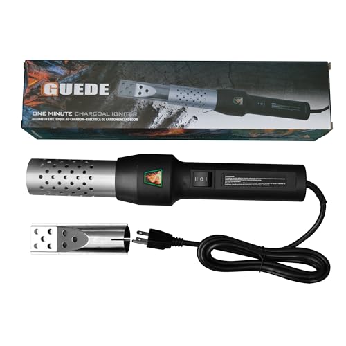 GUEDE One Minute Igniter Electro-Torch Fire Starter Electric Charcoal Starter and Lighter BBQ Smoker Grill Starter Super Heated Air with Built-In Blower