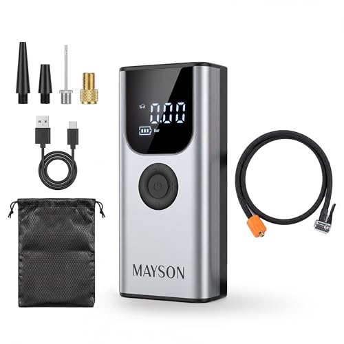 Image of MAYSON Cordless Portable & Rechargeable Tyre Inflator | 2-in-1 Cordless & Corded Modes, 4700 mAh Battery, LED Display, Auto Shut-Off, Type-C Fast Charging, 150 PSI