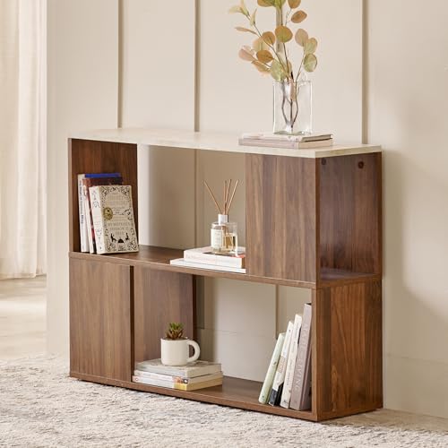 Image of Home Centre | Addison 2-Tier Book Shelf | Engineered Wood | Brown | 1 Year Warranty