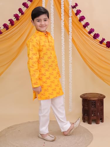 Image of AJ DEZINES Boys Cotton Full Sleeve Letter Printed Kurta Pajama Set for Kids - Ethnic wear | Special Occasion & Traditional Outfit |Boys Kurta Set - Regular Fit