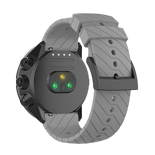 SeaFicco 24MM Silicone Watch Strap Compatible for Suunto 9 /Suunto 9 Baro/Suunto 7 /Suunto D5 /Suunto Spartan Sport Wrist HR Replacement Watchband Sports Fitness Watch Band (Gray)