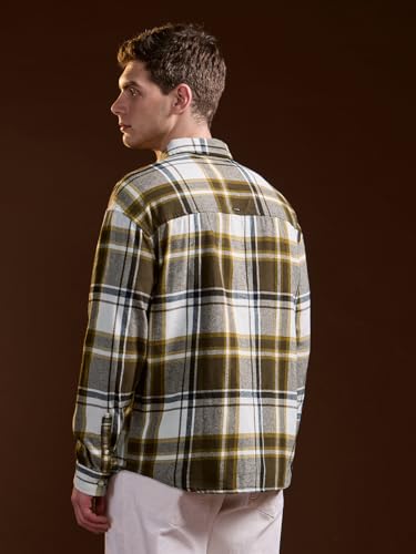 Image of THE BEAR HOUSE Men's Multi-Color Cotton Checked Flannel Overshirt