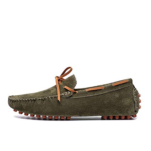 Men's Fashion Driving Loafers Casual Comfort Massage Shock Absorption Personality Lacing Boat Moccasins(Khaki,10 M US)2