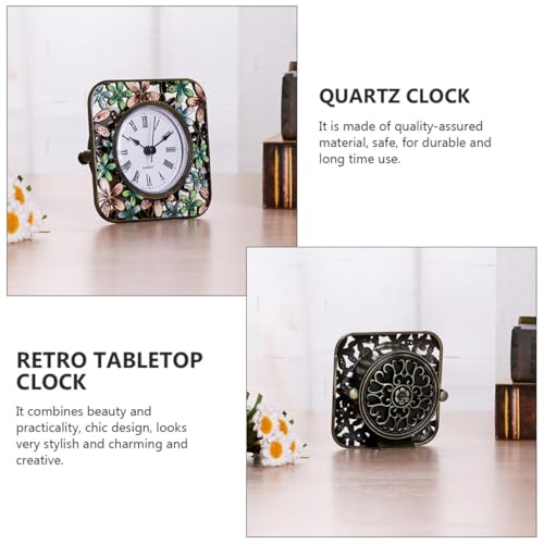 Reloj de escritorio de cuarzo vintage analógico para mesita de noche silencioso 5