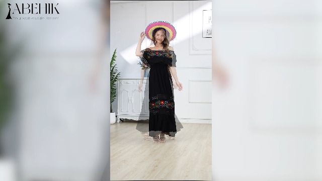 ABEHIK Mexican Dress for Women Traditional Off Shoulder Embroidered Present  Casual Sexy Lace Long Maxi Dress Summer Floral Print Cinco de Mayo Fiesta Dresses  Black S at Amazon Women's Clothing store