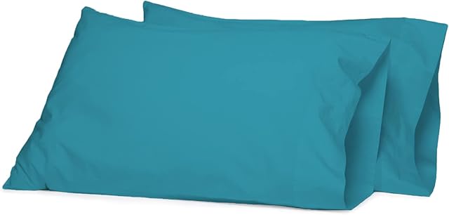 2 Pack 100%Egyptian Cotton Pillowcases | Ultra Soft Premium Quality Housewife 200 Thread Count Plain Pillow Case Cover For Bedroom (50 X 70cm) (Teal)