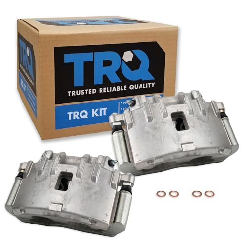 Image of TRQ Front Driver and Passenger Side Brake Caliper Set Caliper Brackets Compatible with 2004-2009 Cadillac SRX 2006-2007 Cadillac CTS 2006-2008 STS 2008 STS Platinum