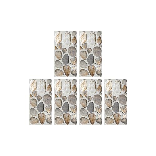 Amosfun Frise Murale la Cuisine et Salle de Bain, Lot de 6 Feuilles Adhésive en Pvc Papiers Peints à Motif de Galets, Imperméable et Anti-huile, pour...