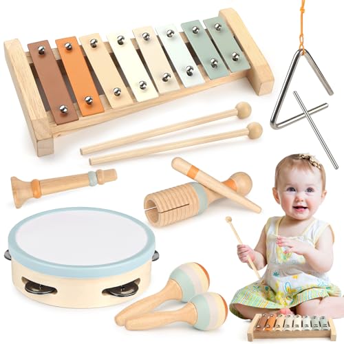 Vanplay Montessori Toys - 6 in 1 Wooden Musical Instruments for Toddlers 1-3, Infant Music Toy for Babies with Boho Xylophone for Boy & Girls Easter...