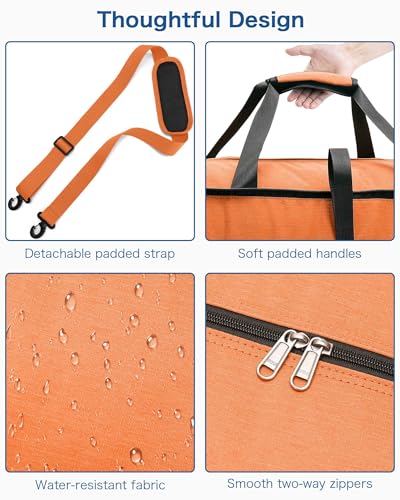 Image of Urtala Travel Duffel Bag for Women & Men, Large Foldable Overnight Weekender Bag with Shoes Compartment & Shoulder Strap, Lightweight Waterproof Luggage Bag, Orange, 80L, Practical, Casual, Sporty