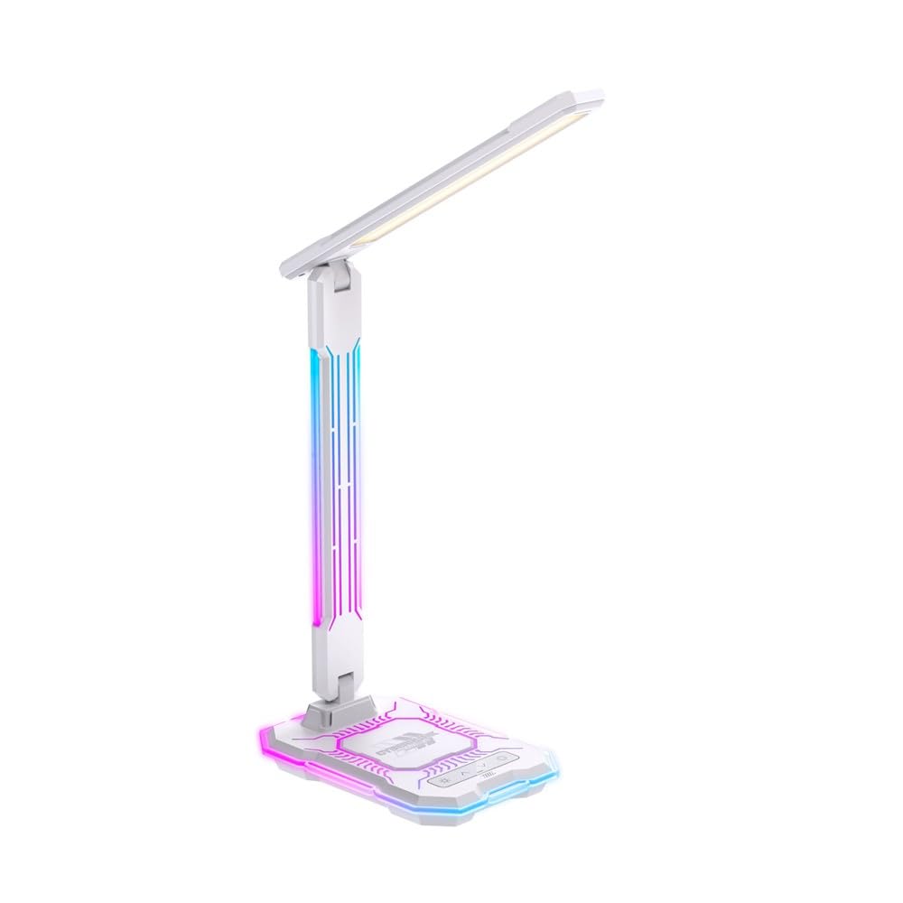 wonderlamp - Flexo LevelUp Gamer con luces de colores RGB LED y Cargador inalámbrico para móviles Levelup 10W 3000-4000-6000K