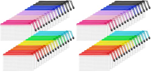 Image of SUNEE Zipper Pouch 4x9 in (6 Colors, 60 Packs), Mesh Pencil Bag, Poly Pencil Pouches, for Bills, Cosmetics, Stationery, Travel Storage