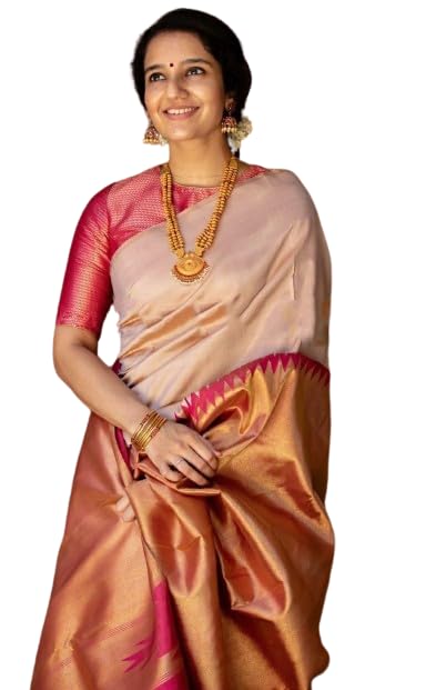 Image of Flosive Grand Banarasi Wedding Silk Saree with Rich Golden Zari Weave and Authentic Traditional Patterns