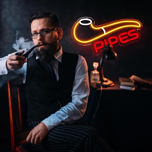 Image of Smoke Shop Neon Sign for Smoke Shop or Store Advertising,Man Cave Light,Home Bar or Garage Decor,Vibes Light for Pub,Smoking Lounge.Red and Orange.
