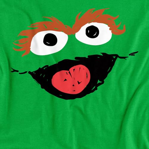 Sesame Street Oscar The Grouch Crayon Sketch Unisex Adult T Shirt, Kelly Green, X-Large - Thumbnail 2