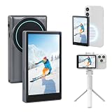 Ninonly 自撮りモニター カメラ iPhone/Android対応 【MagSafe磁気式】自撮りモニター ズーム 撮影用 4インチ 大画面 外カメラ 内蔵スピーカー＆Bluetooth撮影リモコン付き 画面ミラーリング 背面 輝度調整可能 ワイヤレス接続 Bluetooth Vlog撮影/ライブ配信/TikTok/YouTubeに最適