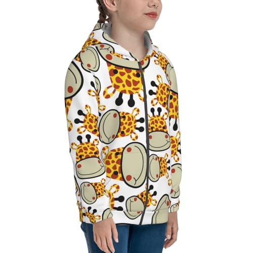 Giraffes Head Kids Pullover Hoodies Boys Zip Up Sweatshirts Girls Athletic Clothes with Pocket4