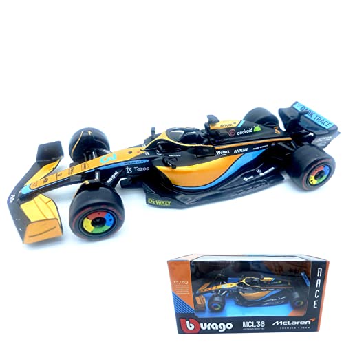 HTLNUZD Bburago 1:43 2022 F1McLaren MCL36 #3 Daniel Ricciardo 1/43 MCL36 #3 Fórmula Uno aleación fundida a presión modelo de coche de juguete coleccionable de lujo (estándar MCL36 #3) Cover