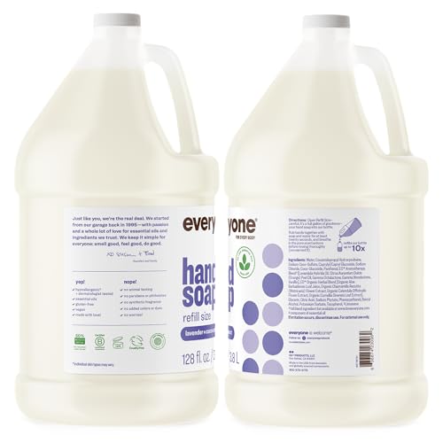 Image of Everyone Liquid Hand Soap Refill, 1 Gallon, Lavender and Coconut, made with Essential Oils for kitchen and bathroom