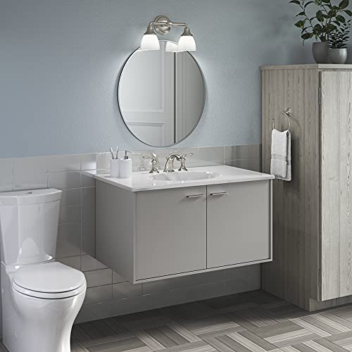 Image of Kohler Devonshire Bathroom Vanity Light Fixture, Wall Sconce Lighting, Position Facing Up or Down, UL Listed, 2 Light, Brushed Nickel