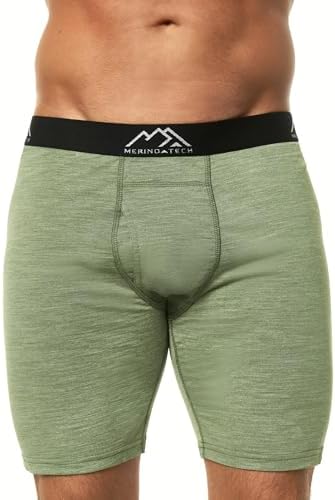 Merino Wool Boxer Shorts (Heather Green 1 Pack, Medium)