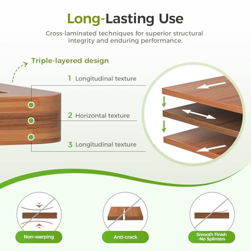 Bamboo Cutting Board for Kitchen, Wood Cutting Board 3 Piece Set with Non-Slip Mat Deep Juice Groove and Built-In Handles, Wooden Cutting Boards for Meat Vegetables Fruit for the Home