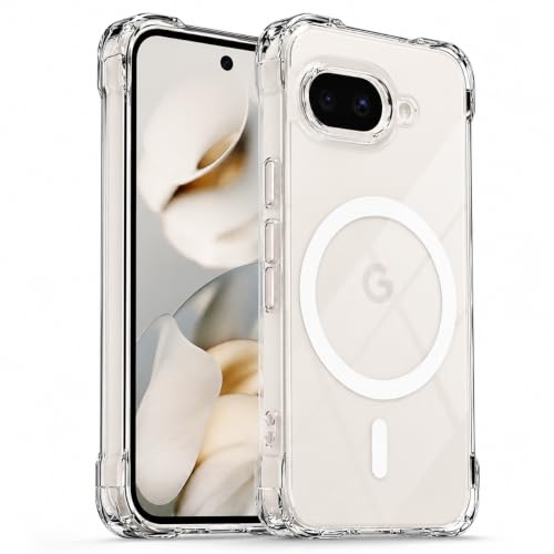 Image of Transparent Back Cover for Google Pixel 9A 5G Fancy Shockproof Side TPU Bumper & Back Pc Protective Magnetic Support Cover Case (Google Pixel 9a 5G)