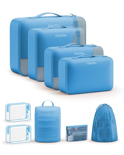 Image of OlarHike 9 Set Packing Cubes for Travel,Gifts for Women Mom,Anti-Tearing Suitcase Organizer,with Over 1000 pcs Mesh Holes,Vacation Essentials & Accessories for Cruise Ship