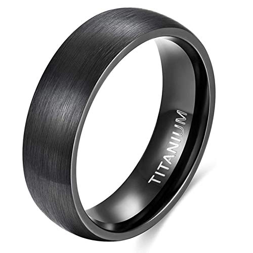 Zakk Anillo para mujer y hombre, color negro, titanio, alianzas de pareja, anillos de compromiso, anillos de compromiso, comodidad cepillada, ajuste cómodo, 6 mm, 8 mm, Titanio, Sin piedras preciosas