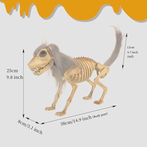 Chien squelette déco Halloween flexible avec poils artificiels - 6