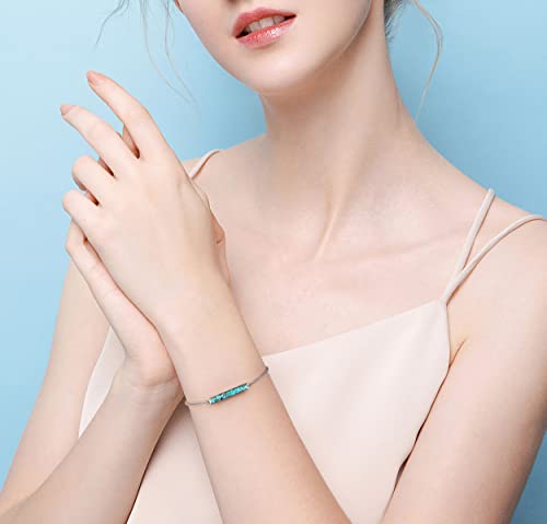 Lauren-Spencer Turquoise Bracelet for Women Adjustable Stainless Steel Chain Bracelet Dainty Simple Malachite Sodalite Turquoise Gemstone Charm Bracelets for Women Teen Girls Jewelry Gift3