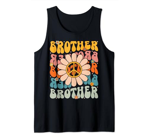 Brother Birthday Party Retro Groovy Brother Matching Family Tank Top