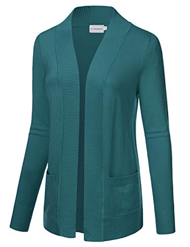 Jj Perfection Women's Open Front Knit Long Sleeve Pockets Sweater Cardigan Teal 3X Plus Size #TOP1