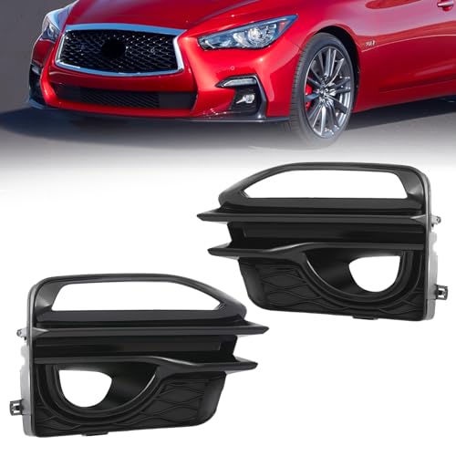 KARPAL Fog Light Cover Pair Fog Lamp Hole Plug Insert Driver and Passenger Side Pair/Set Compatible with 2014-2017 Infiniti Q50 Sport Replacement for IN1038106 IN1039106 622564GA1A 622574GA1A