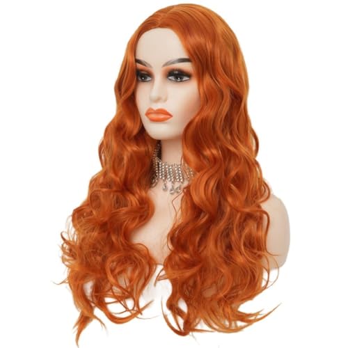 Perruque rousse synthétique résistante à la chaleur avec de longues boucles - 5