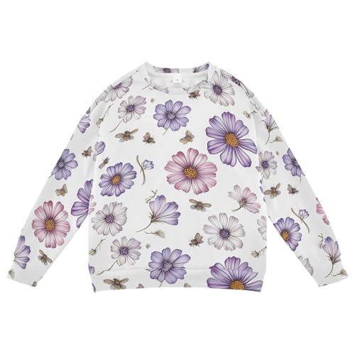 JUNZAN Vintage Osteospermum White Kids Boys Hoodie Sweatshirt Crewneck Hoodie for Boys Party 4T