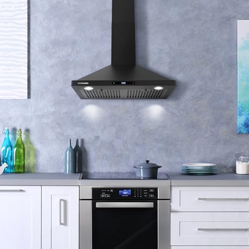 Cosmo COS-63175S-BK 30 Inch Ducted Wall Mount Range Hood In Matte Black thumb #1