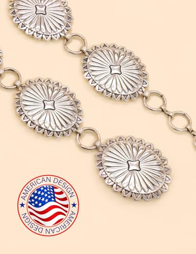 Image of TOPACC Western Metal Concho Belt for Women Cowgirl Chain Belts for Dresses Jeans Country Concert Outfit