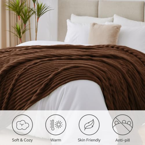 Image of BEDELITE Ribbe Blankets Queen Size for Bed, Chocolate Brown, 90 inchx90 inch