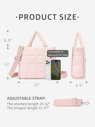 Image of WESTBRONCO Puffer Crossbody Bags for Women Quilted Tote Bag Puffy Weekender Overnight Bag Nylon Shoulder Handbag