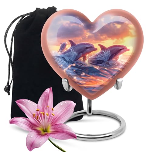Image of Dolphin Urn - Heart Urns for Ashes - Cremation Urn for Adults - Cremation Urn for Adults - Ashes Urn Adult - (Size - 8 inch)